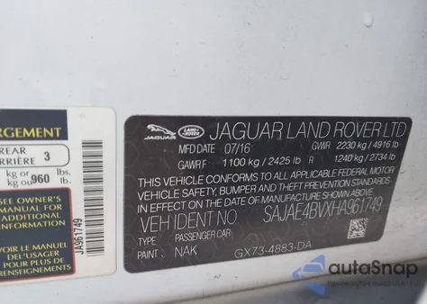 2017 Jaguar Xe 35T Prestige from USA, damaged, VIN SAJAE4BVXHA961749